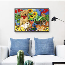 Lade das Bild in den Galerie-Viewer, Katze und Hund - voller runder Diamant - 30x40cm