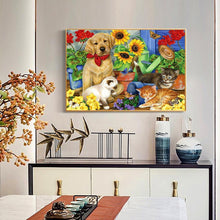 Lade das Bild in den Galerie-Viewer, Katze und Hund - voller runder Diamant - 30x40cm