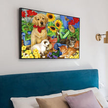 Lade das Bild in den Galerie-Viewer, Katze und Hund - voller runder Diamant - 30x40cm