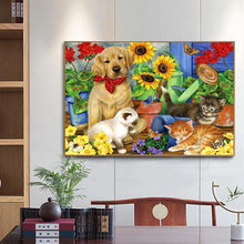 Lade das Bild in den Galerie-Viewer, Katze und Hund - voller runder Diamant - 30x40cm