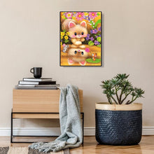 Lade das Bild in den Galerie-Viewer, Katze und Blume - voller runder Diamant - 30x40cm