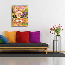 Lade das Bild in den Galerie-Viewer, Katze und Blume - voller runder Diamant - 30x40cm
