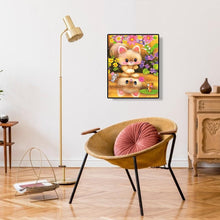 Lade das Bild in den Galerie-Viewer, Katze und Blume - voller runder Diamant - 30x40cm