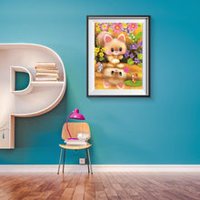 Lade das Bild in den Galerie-Viewer, Katze und Blume - voller runder Diamant - 30x40cm