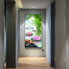 Lade das Bild in den Galerie-Viewer, Lotus Schwan - volle Runde Diamant-Malerei - 85x45cm