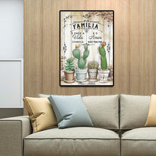 Lade das Bild in den Galerie-Viewer, Kaktus und Buchstaben - voller runder Diamant - 30x40cm