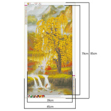 Lade das Bild in den Galerie-Viewer, Fluss und Baum - volle runde Diamant-Malerei - 85x45cm