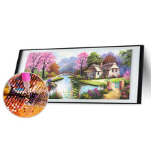 Lade das Bild in den Galerie-Viewer, Frühling Dorf Landschaft - voller runder Diamant - 100x50cm