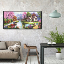 Lade das Bild in den Galerie-Viewer, Frühling Dorf Landschaft - voller runder Diamant - 100x50cm