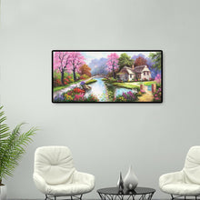 Lade das Bild in den Galerie-Viewer, Frühling Dorf Landschaft - voller runder Diamant - 100x50cm