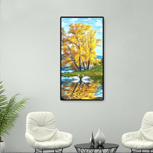 Lade das Bild in den Galerie-Viewer, Schwanensee - voller runder Diamant - 45x85cm