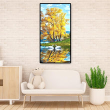 Lade das Bild in den Galerie-Viewer, Schwanensee - voller runder Diamant - 45x85cm