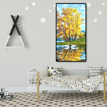 Lade das Bild in den Galerie-Viewer, Schwanensee - voller runder Diamant - 45x85cm