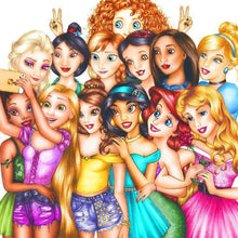 Lade das Bild in den Galerie-Viewer, Prinzessinnen Cartoon - voller Runder Diamant - 50x50cm