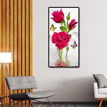 Lade das Bild in den Galerie-Viewer, Rose Schmetterlinge - voller runder Diamant - 45x85cm
