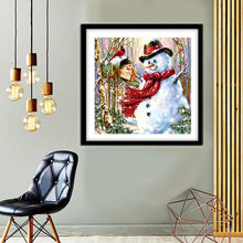 Lade das Bild in den Galerie-Viewer, Weihnachten Schneemann - voller runder Diamant - 30x30cm