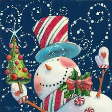 Lade das Bild in den Galerie-Viewer, Weihnachten Schneemann - voller runder Diamant - 30x30cm