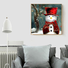 Lade das Bild in den Galerie-Viewer, Weihnachten Schneemann - voller runder Diamant - 30x30cm