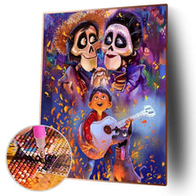 Lade das Bild in den Galerie-Viewer, Junge und zwei Skelette - voller runder Diamant - 40x50cm