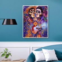 Lade das Bild in den Galerie-Viewer, Junge und zwei Skelette - voller runder Diamant - 40x50cm