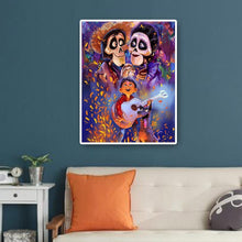 Lade das Bild in den Galerie-Viewer, Junge und zwei Skelette - voller runder Diamant - 40x50cm