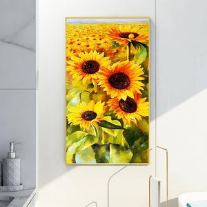 Sonnenblumen - voller runder Diamant - 45x85cm