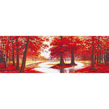 Lade das Bild in den Galerie-Viewer, Roter Baum - voller runder Diamant - 80x30cm