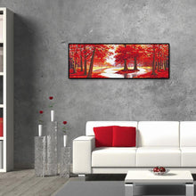 Lade das Bild in den Galerie-Viewer, Roter Baum - voller runder Diamant - 80x30cm