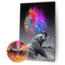 Lade das Bild in den Galerie-Viewer, Elefantentier - voller runder Diamant - 40x60cm