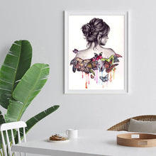 Lade das Bild in den Galerie-Viewer, Frau zurück - voller quadratischer Diamant - 40x50cm