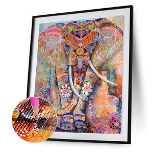 Ethnische Elefant - voller quadratischer Diamant - 40x50cm