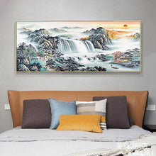 Lade das Bild in den Galerie-Viewer, Sonnenaufgangsansicht - voller runder Diamant - 100x50cm