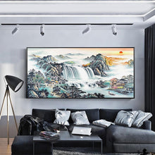 Lade das Bild in den Galerie-Viewer, Sonnenaufgangsansicht - voller runder Diamant - 100x50cm