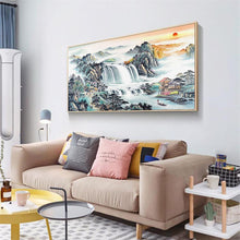 Lade das Bild in den Galerie-Viewer, Sonnenaufgangsansicht - voller runder Diamant - 100x50cm