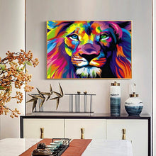 Lade das Bild in den Galerie-Viewer, Bunte Löwe - voller quadratischer Diamant - 50x40cm