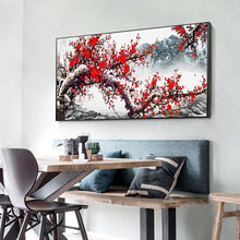 Lade das Bild in den Galerie-Viewer, Pflaumenblüte - voller runder Diamant - 100x50cm