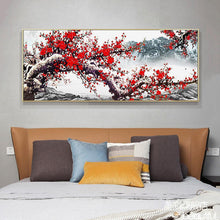 Lade das Bild in den Galerie-Viewer, Pflaumenblüte - voller runder Diamant - 100x50cm