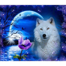 Lade das Bild in den Galerie-Viewer, Wolf Mond - voller quadratischer Diamant - 50x40cm
