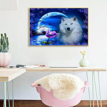 Lade das Bild in den Galerie-Viewer, Wolf Mond - voller quadratischer Diamant - 50x40cm