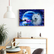 Lade das Bild in den Galerie-Viewer, Wolf Mond - voller quadratischer Diamant - 50x40cm
