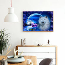 Lade das Bild in den Galerie-Viewer, Wolf Mond - voller quadratischer Diamant - 50x40cm