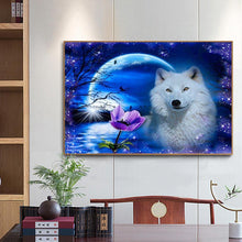 Lade das Bild in den Galerie-Viewer, Wolf Mond - voller quadratischer Diamant - 50x40cm
