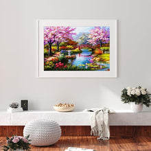 Lade das Bild in den Galerie-Viewer, Frühlingsbrücke - voller quadratischer Diamant - 50x40cm