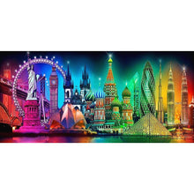 Lade das Bild in den Galerie-Viewer, Stadt Nachtansicht - voller runder Diamant - 100x50cm
