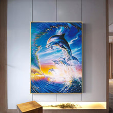 Lade das Bild in den Galerie-Viewer, Delphin - voller runder Diamant - 30x40cm