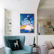 Lade das Bild in den Galerie-Viewer, Delphin - voller runder Diamant - 30x40cm
