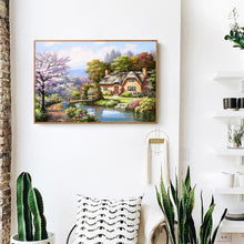 Lade das Bild in den Galerie-Viewer, Dorf Landschaft Landschaft - voller quadratischer Diamant - 50x40cm