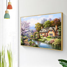 Lade das Bild in den Galerie-Viewer, Dorf Landschaft Landschaft - voller quadratischer Diamant - 50x40cm