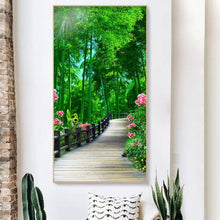 Lade das Bild in den Galerie-Viewer, Grüner Wald - voller runder Diamant - 45x85cm