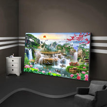 Lade das Bild in den Galerie-Viewer, Wasserfallgarten - voller runder Diamant - 100x40cm